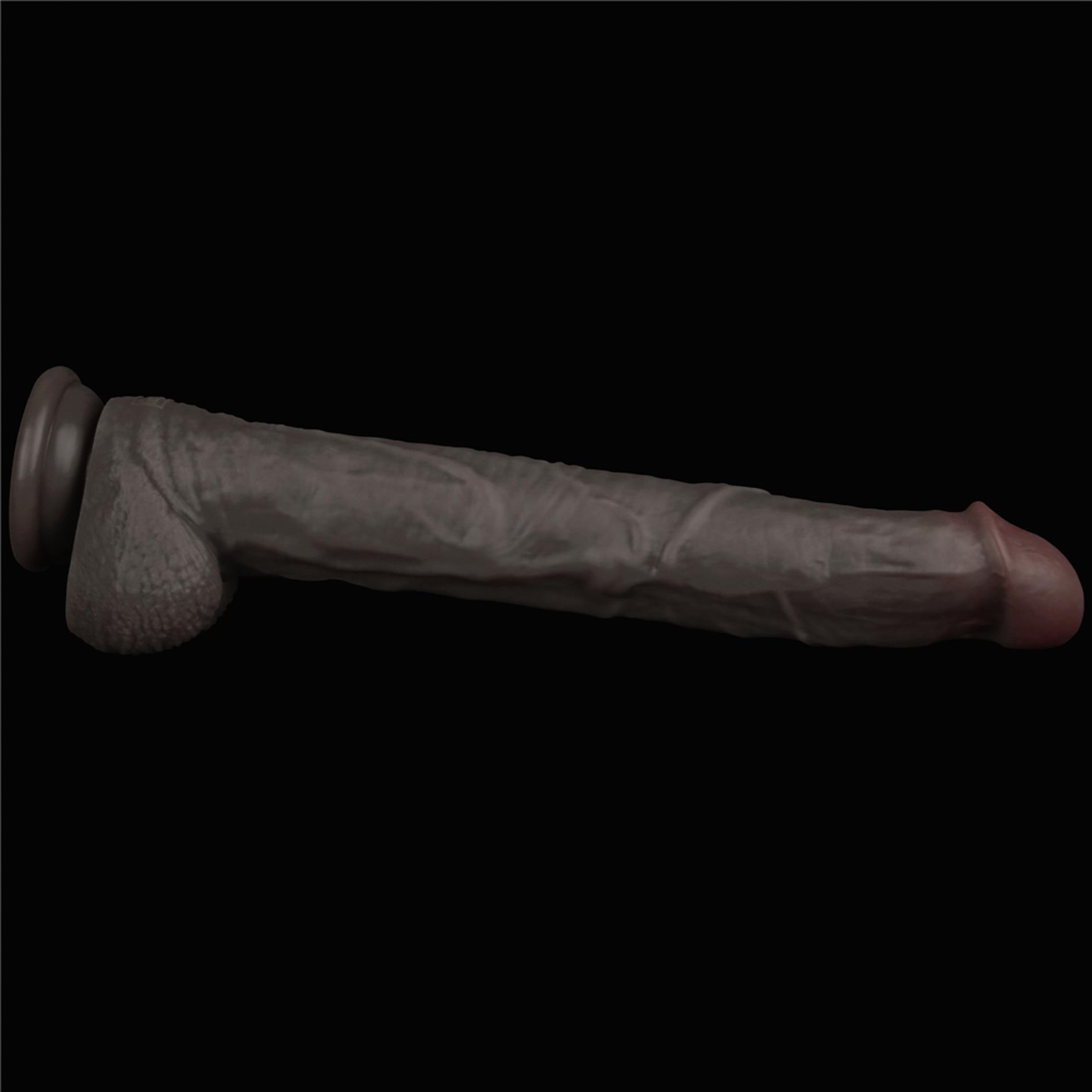 Silikoninis realistiškas dildo 36.8 cm (juodas) - Image 9