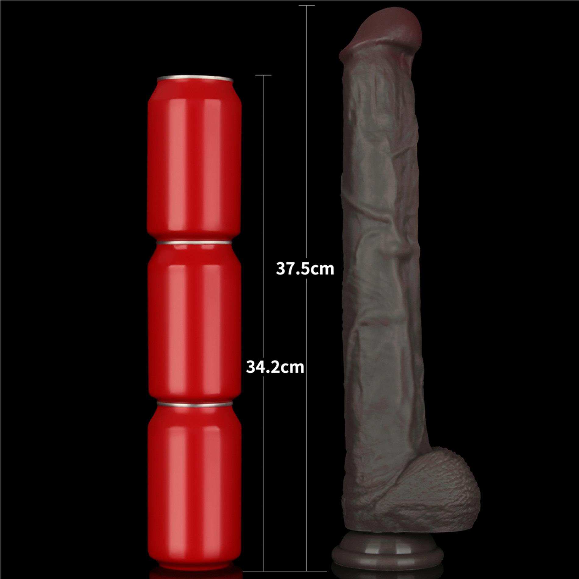 Silikoninis realistiškas dildo 36.8 cm (juodas) - Image 4