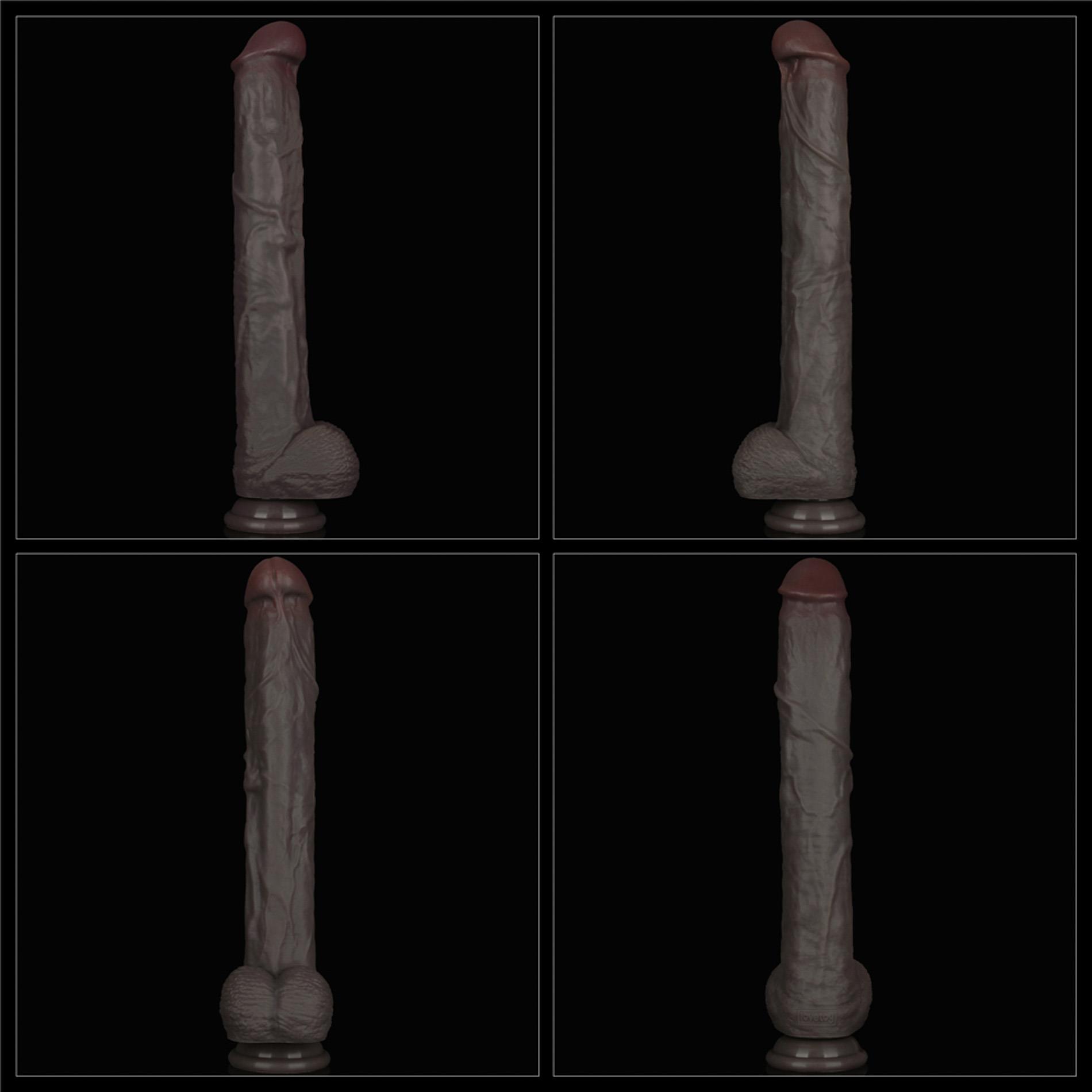 Silikoninis realistiškas dildo 36.8 cm (juodas) - Image 3