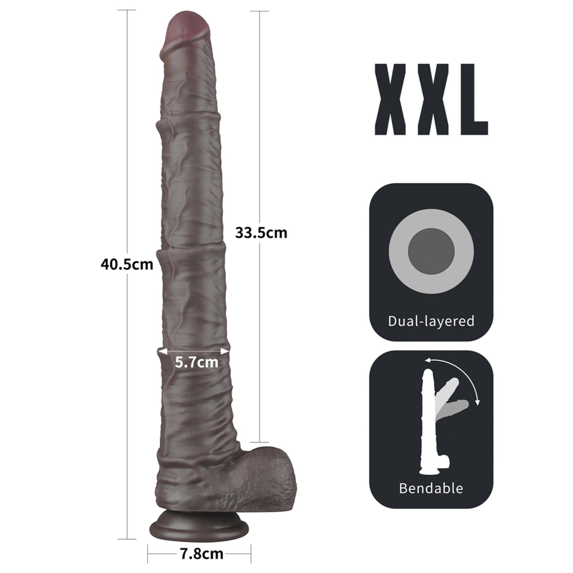 Silikoninis realistiškas dildo 40.6 cm (juodas) - Image 17