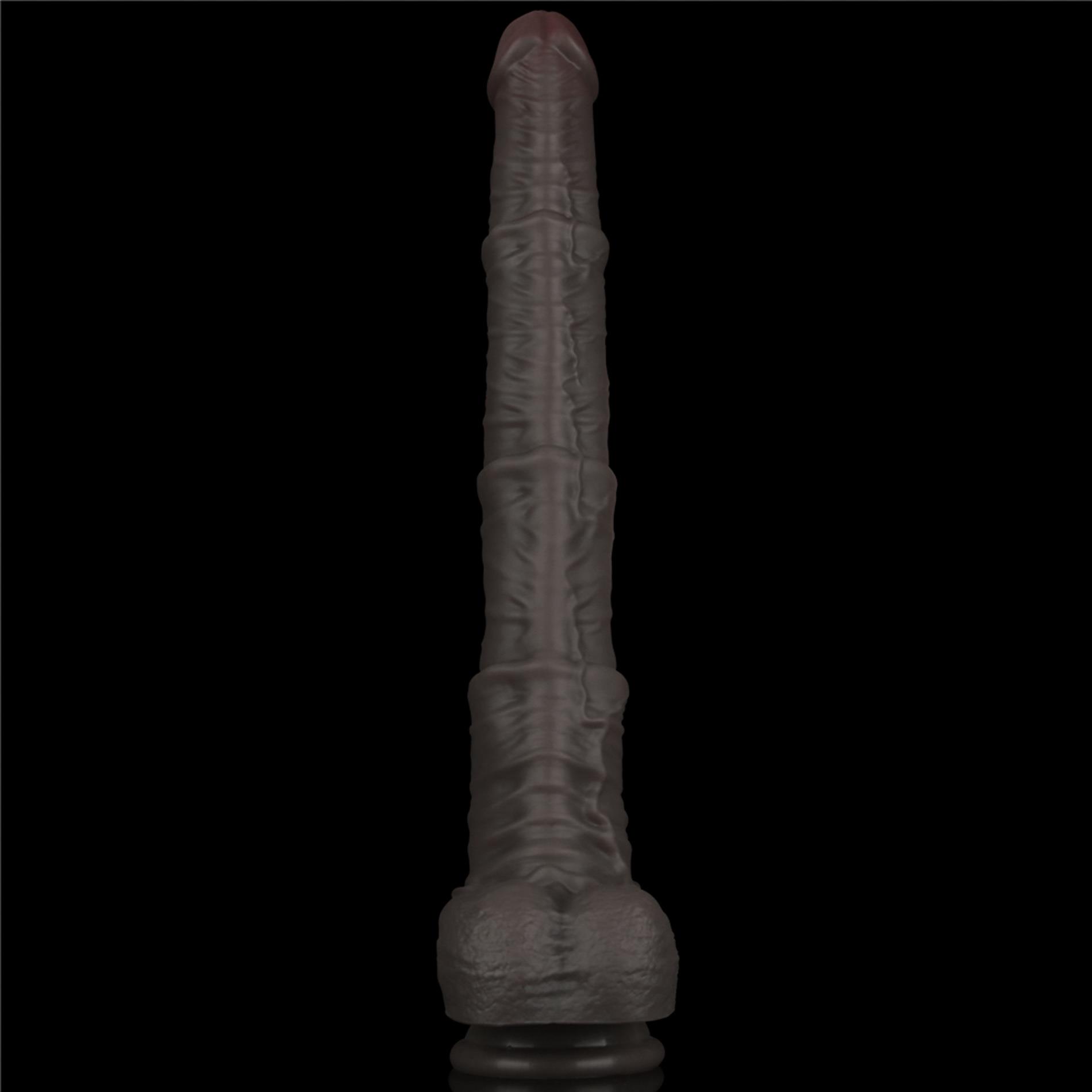 Silikoninis realistiškas dildo 40.6 cm (juodas) - Image 16