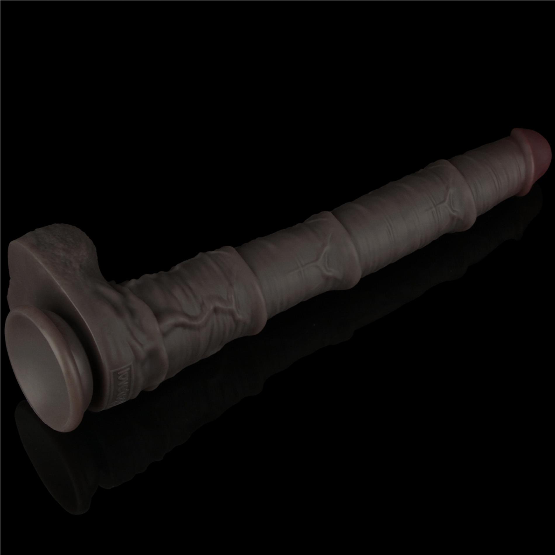 Silikoninis realistiškas dildo 40.6 cm (juodas) - Image 12