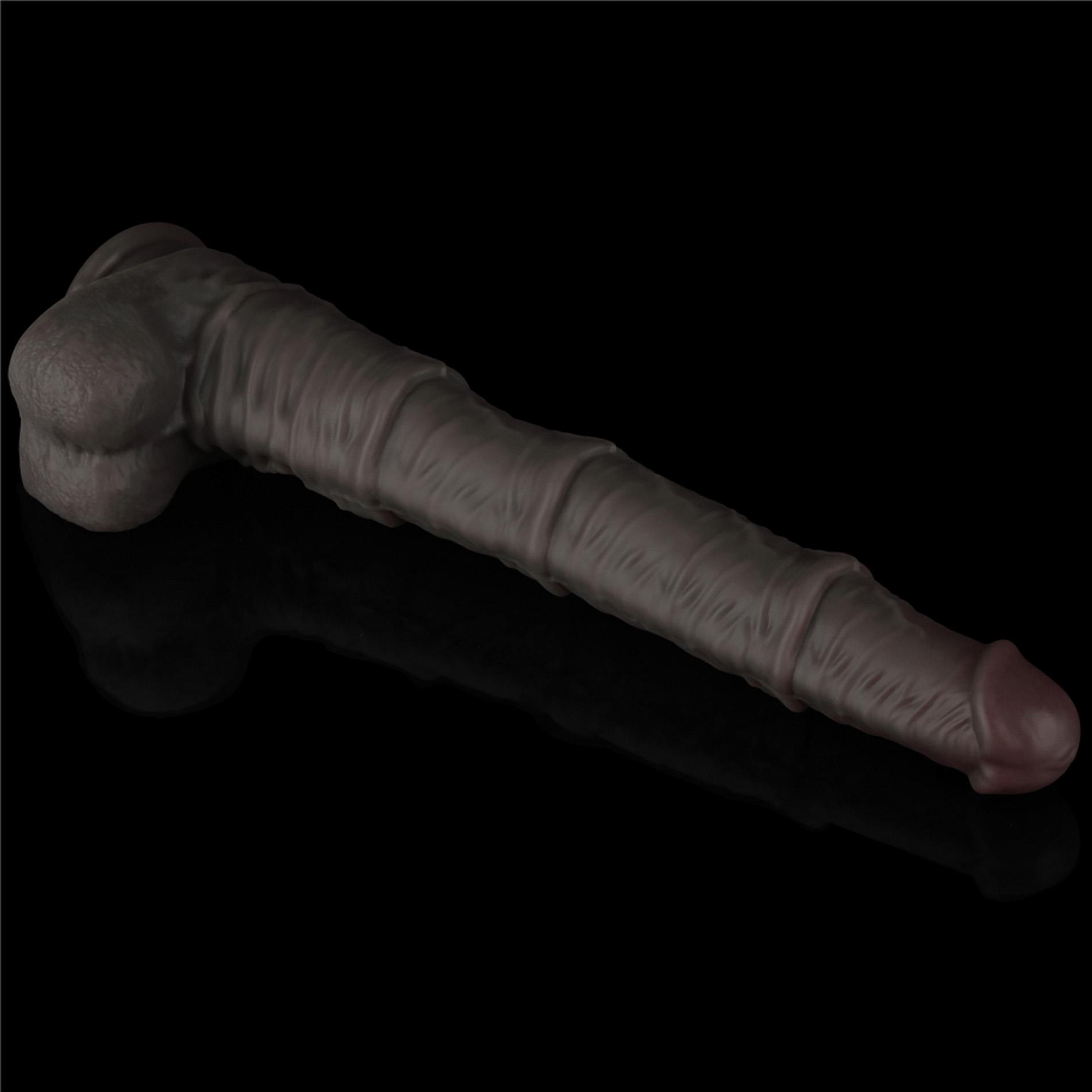Silikoninis realistiškas dildo 40.6 cm (juodas) - Image 11