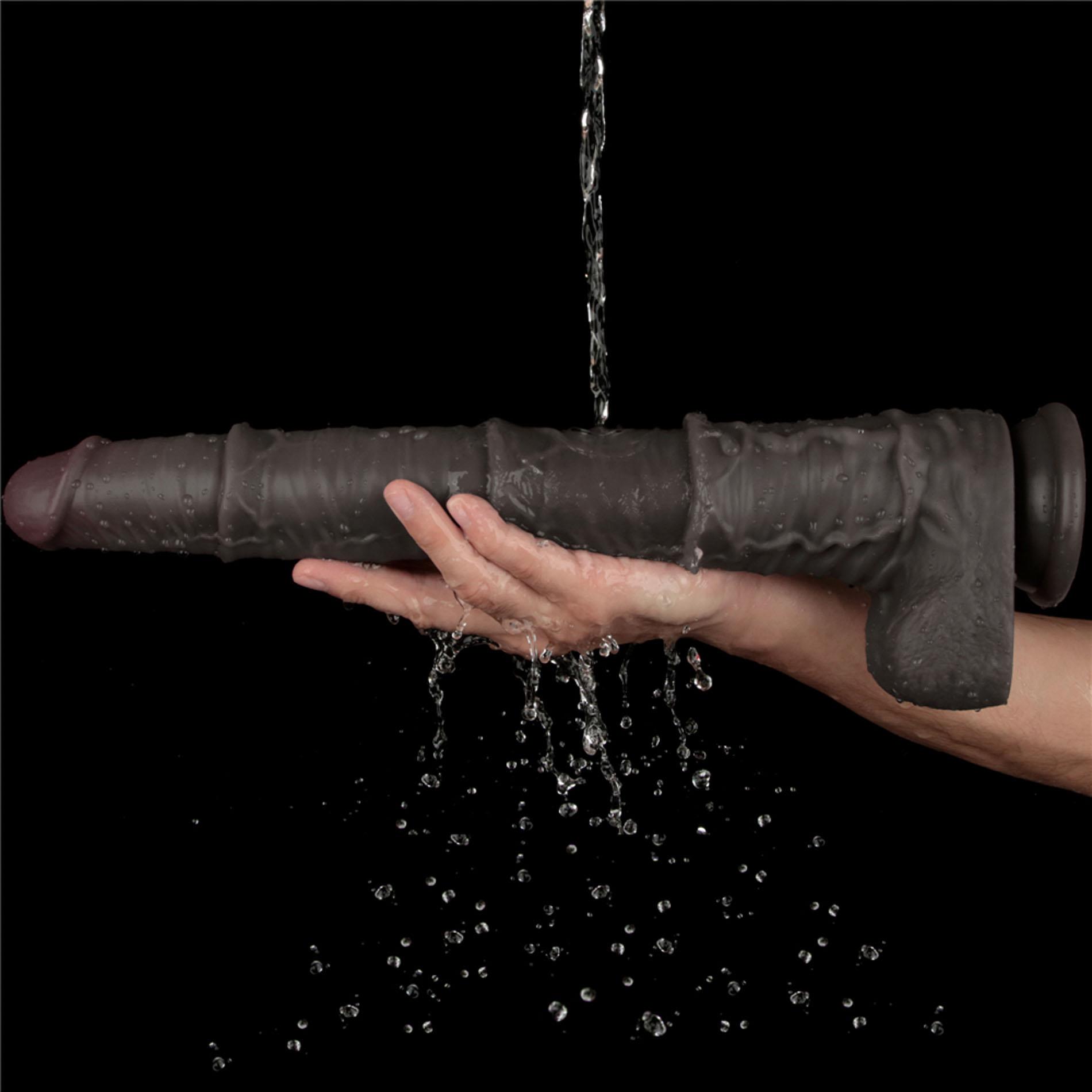 Silikoninis realistiškas dildo 40.6 cm (juodas) - Image 4