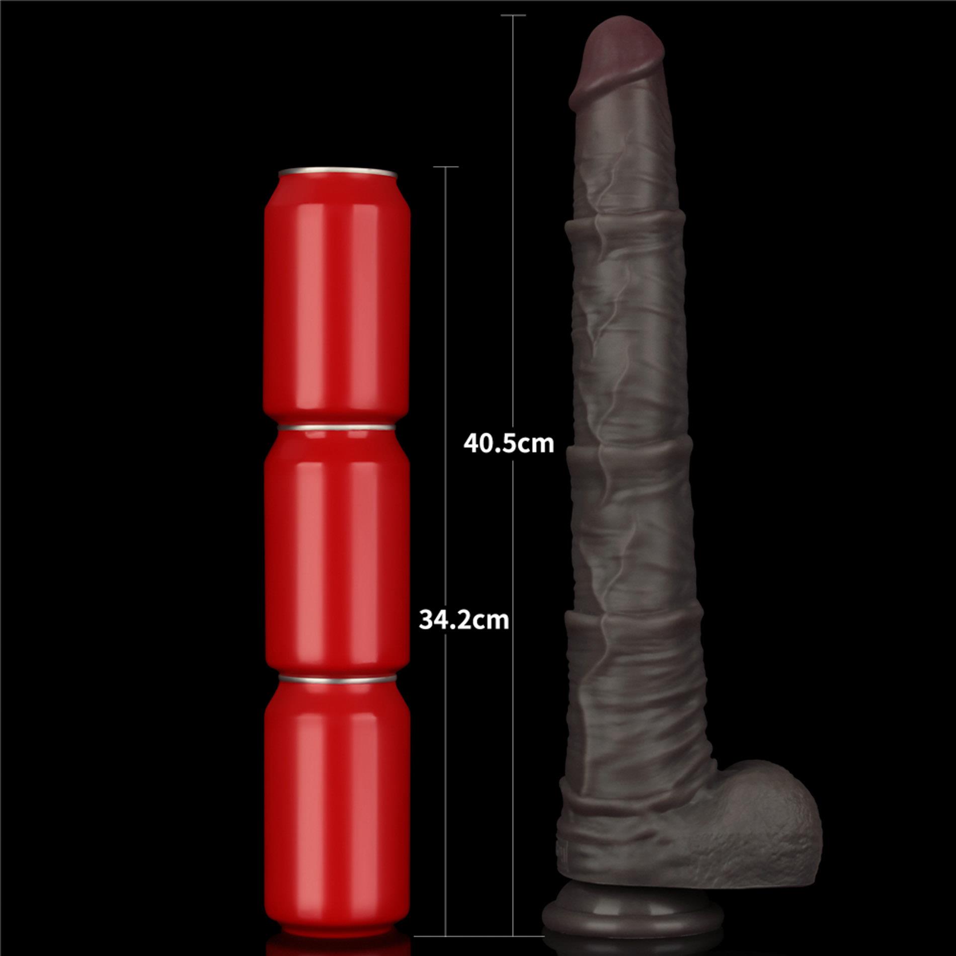 Silikoninis realistiškas dildo 40.6 cm (juodas) - Image 3
