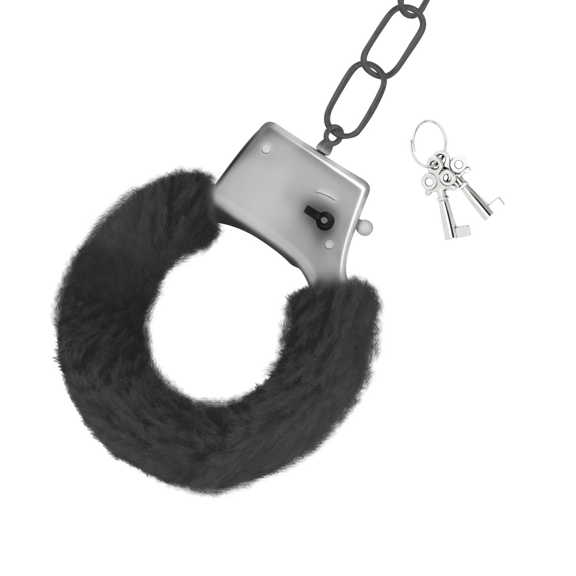 LOVE CUFFS FURRY HANDCUFFS CRUSHIOUS BLACK – BDSM suvaržymai - Image 3