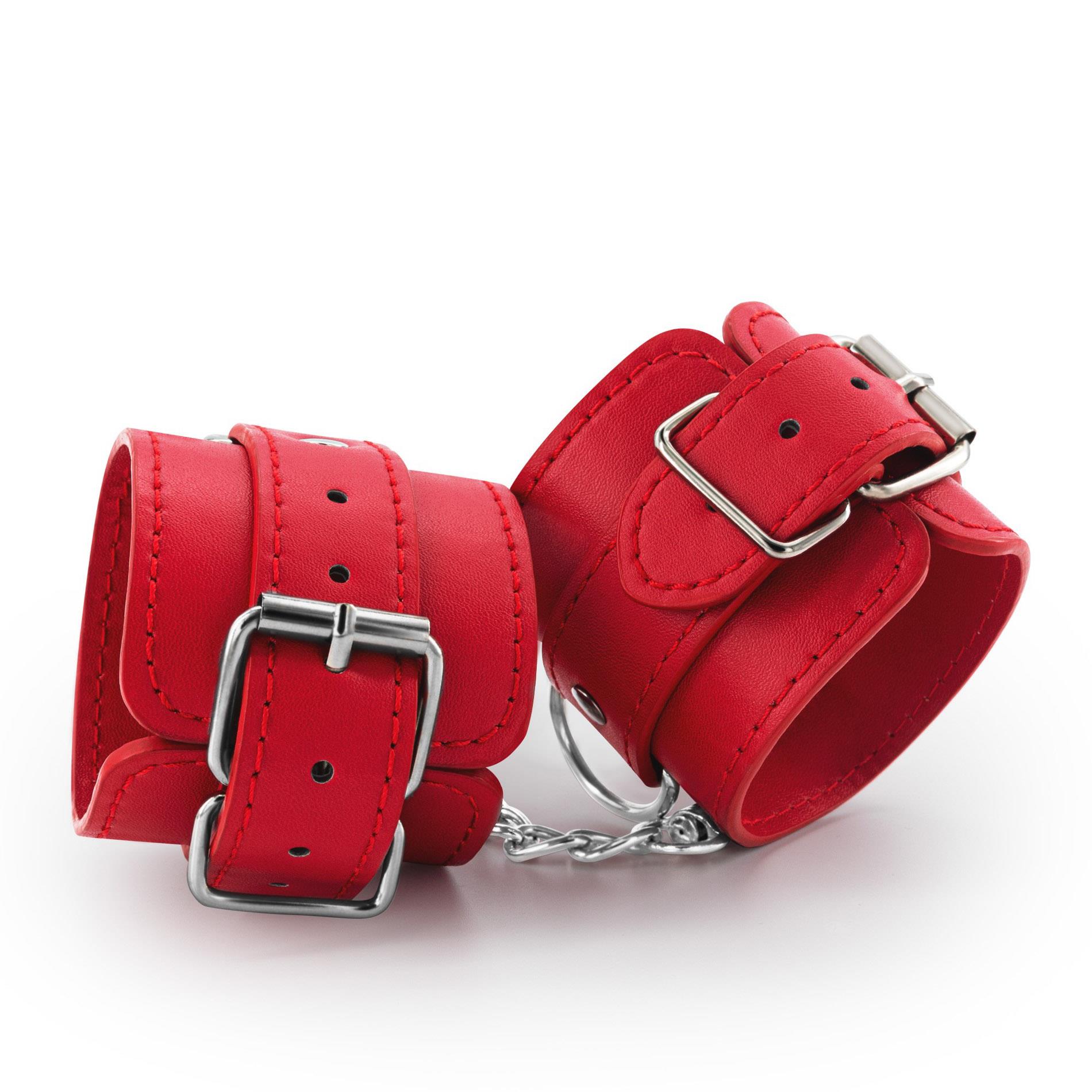 BONDAGE LOVE LEATHER HANDCUFFS CRUSHIOUS RED – BDSM suvaržymai - Image 3