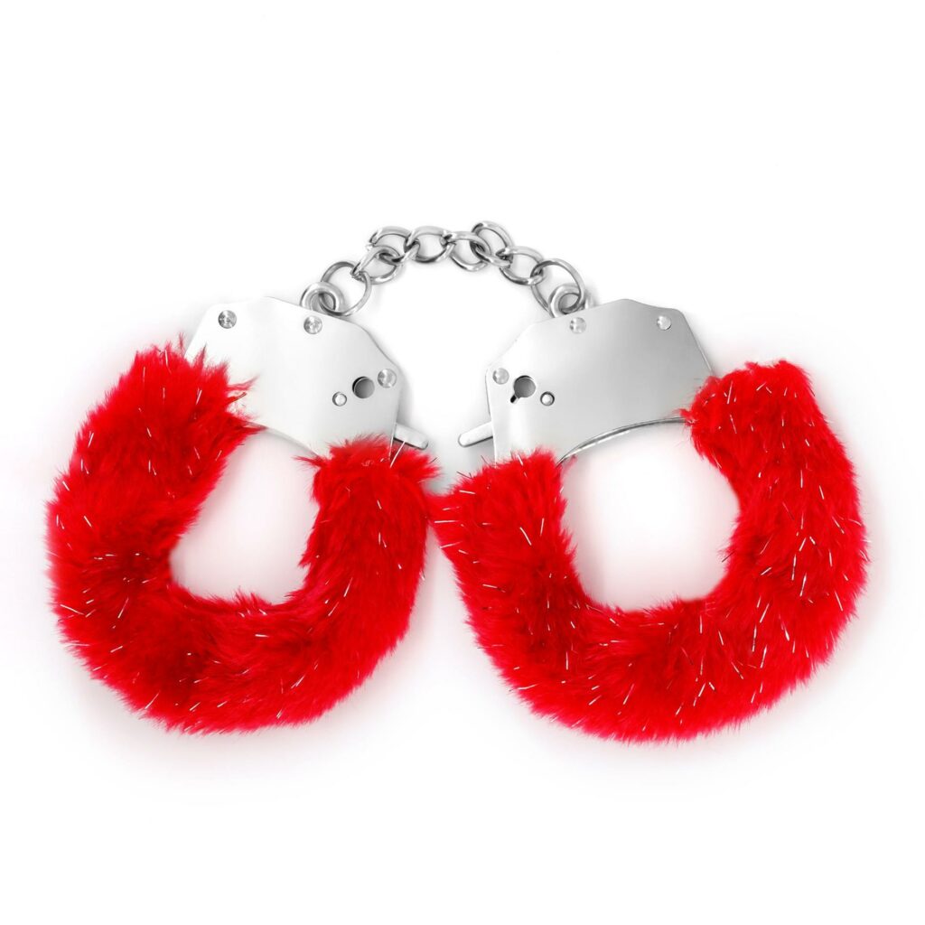 Crushious Spangle Metal Cuffs Plush Red