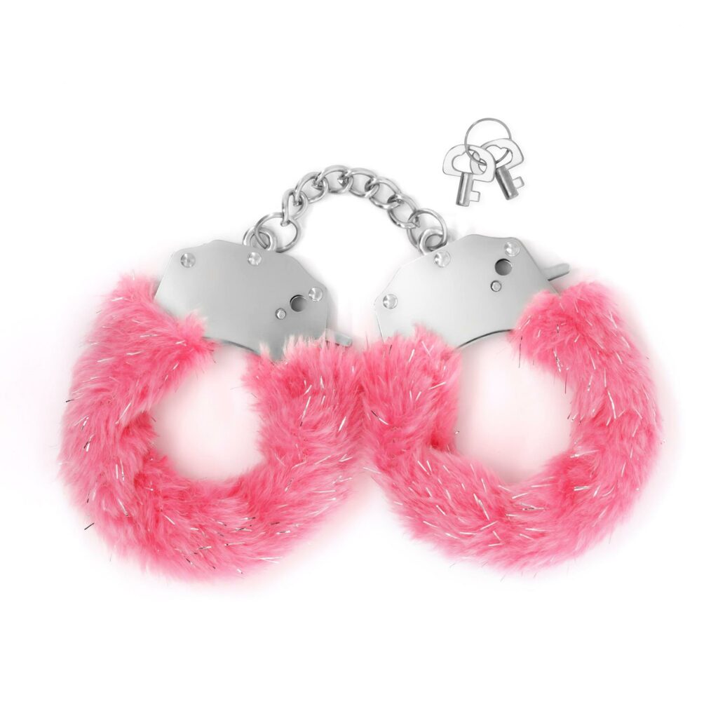 Crushious Spangle Metal Handcuffs Plush Pink
