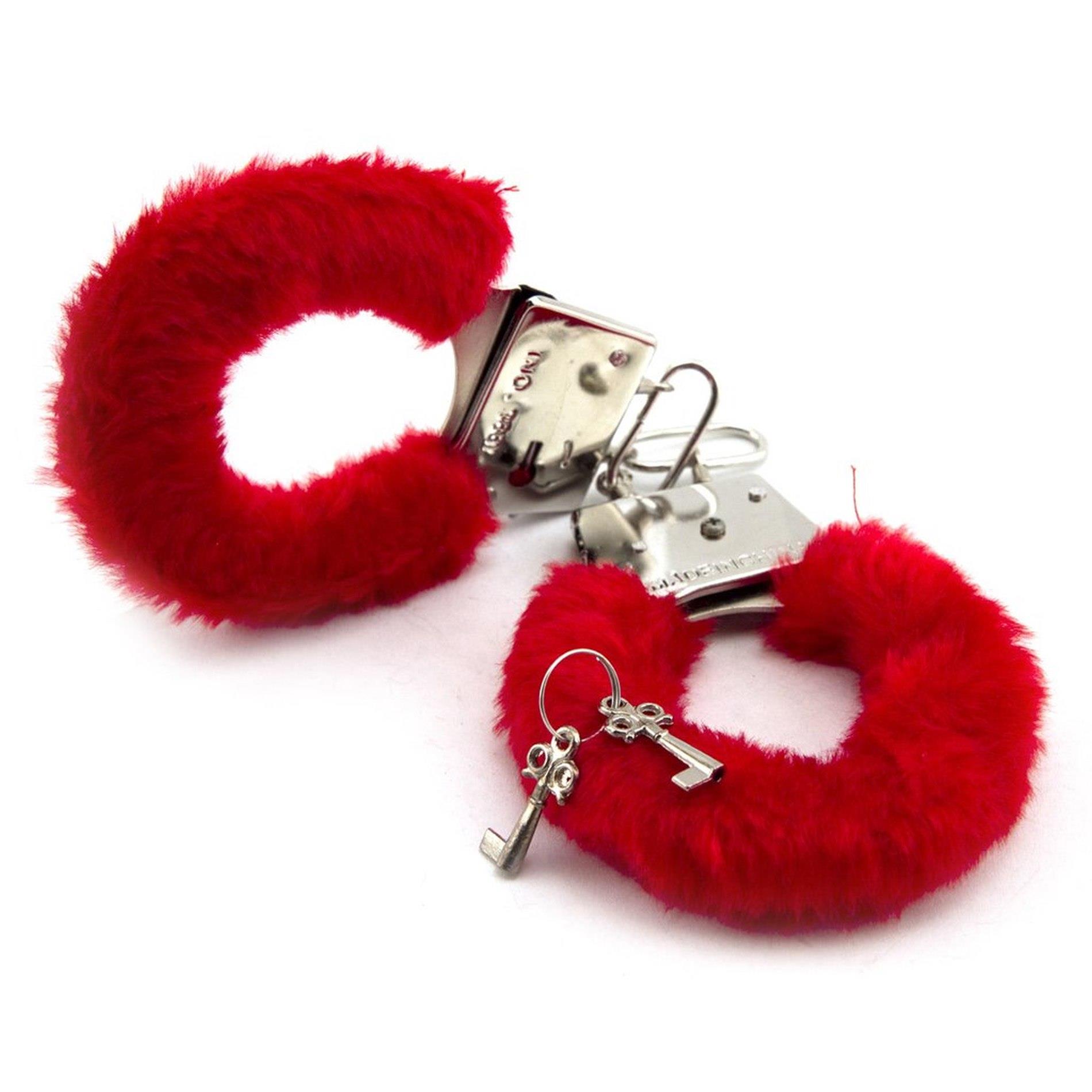 Love Cuffs – jausmingi minkšti antrankiai (raudoni) - Image 2
