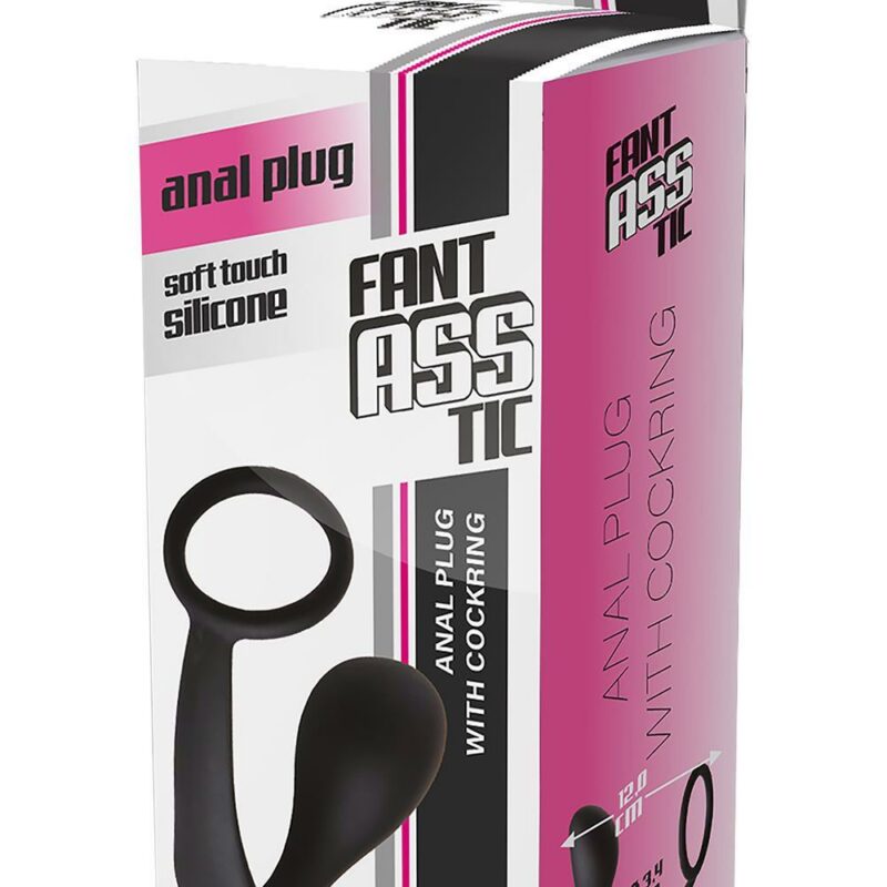 Analinis kamštis su penio žiedu FantASStic (Juodas)