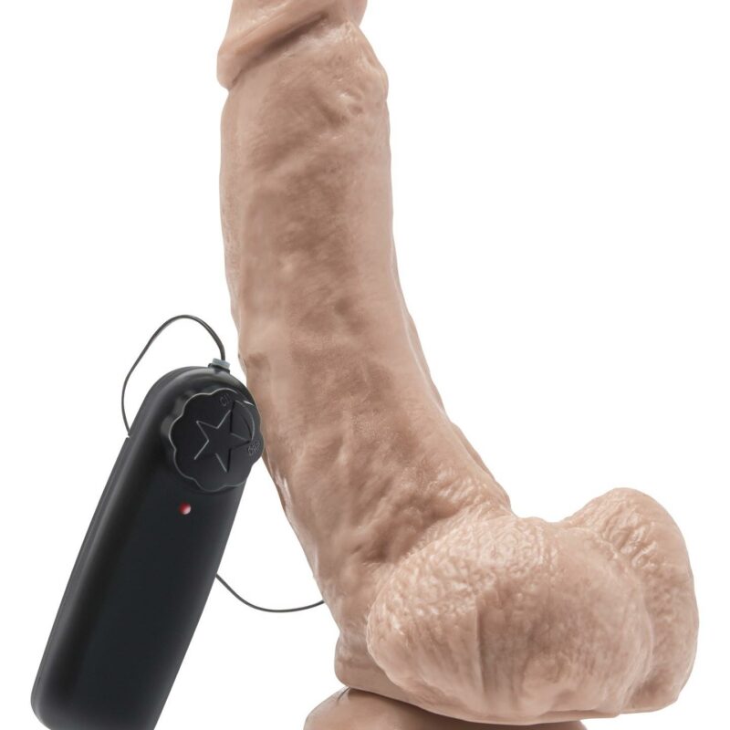 The Get Real – realistinis vibruojantis dildo su sėklidėmis (8 colių)