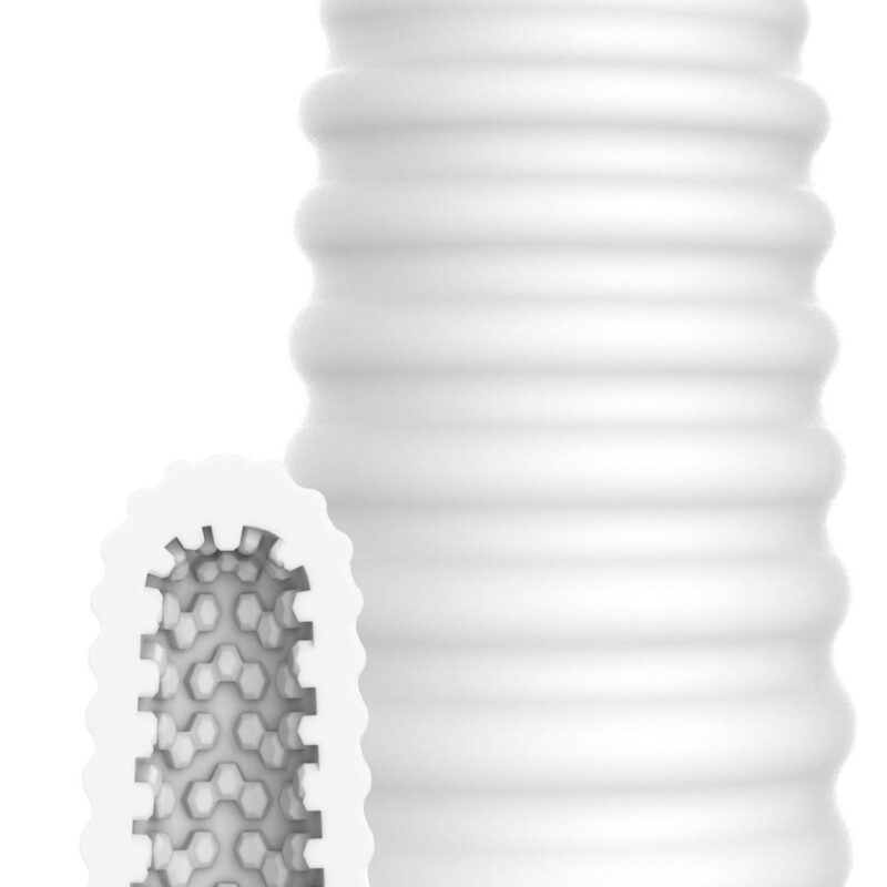 Medium Masturbator Ribs – masturbatorius su briaunomis (baltas)