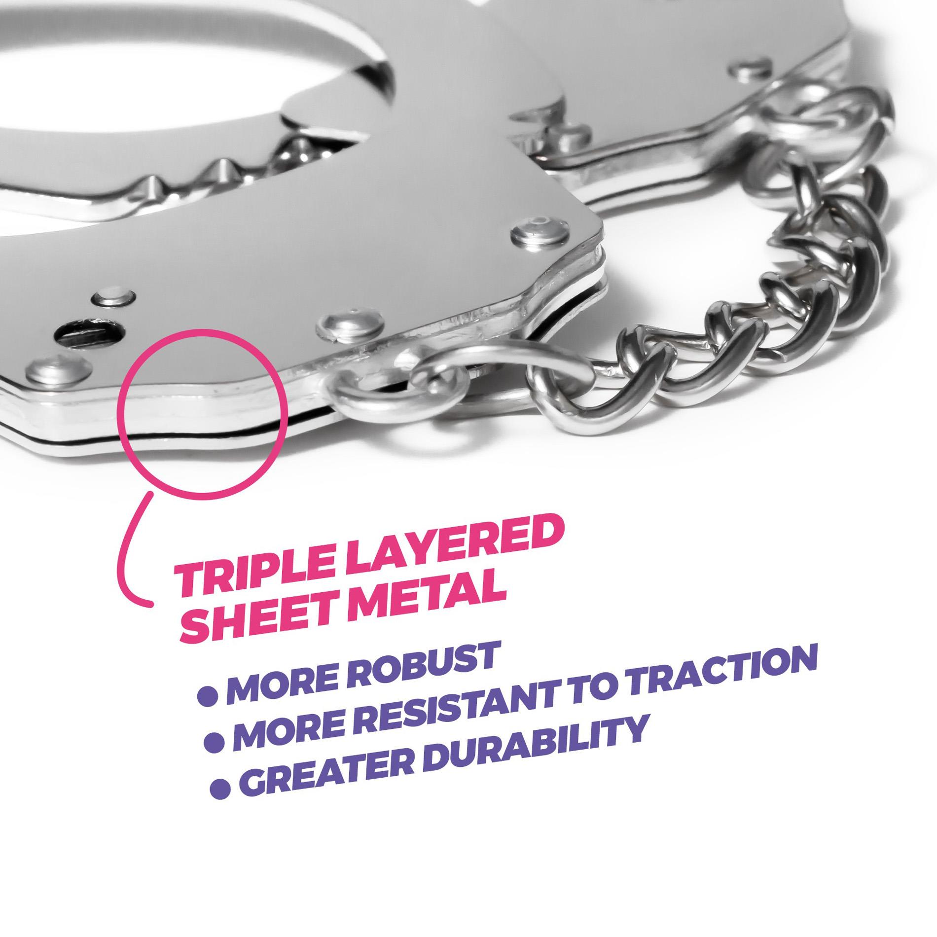 Crushious Spangle – rožiniai pūkuoti metaliniai antrankiai - Image 4