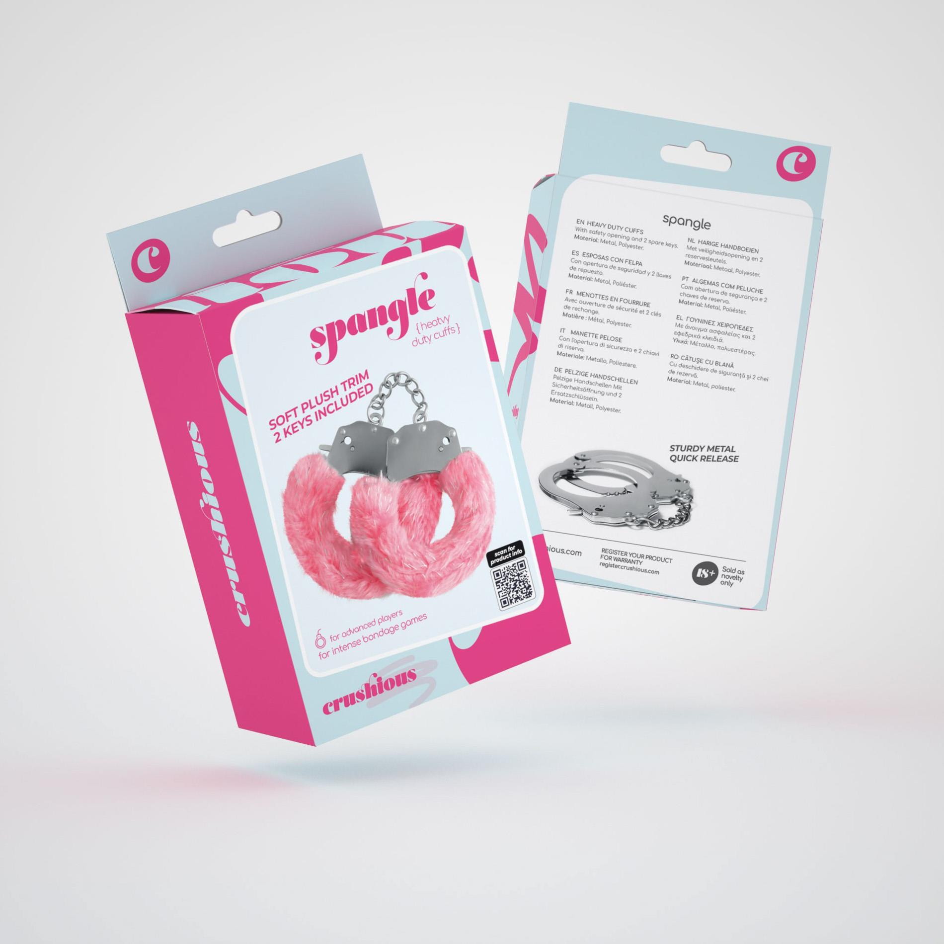 Crushious Spangle – rožiniai pūkuoti metaliniai antrankiai - Image 6