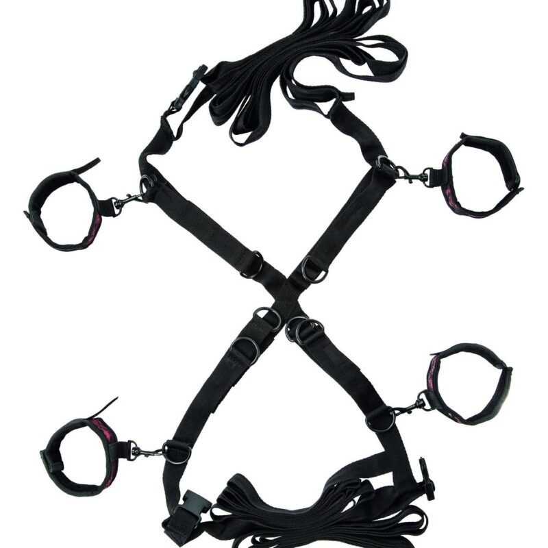 Scandal Over the Bed Cross – BDSM lovos diržų sistema (juoda)