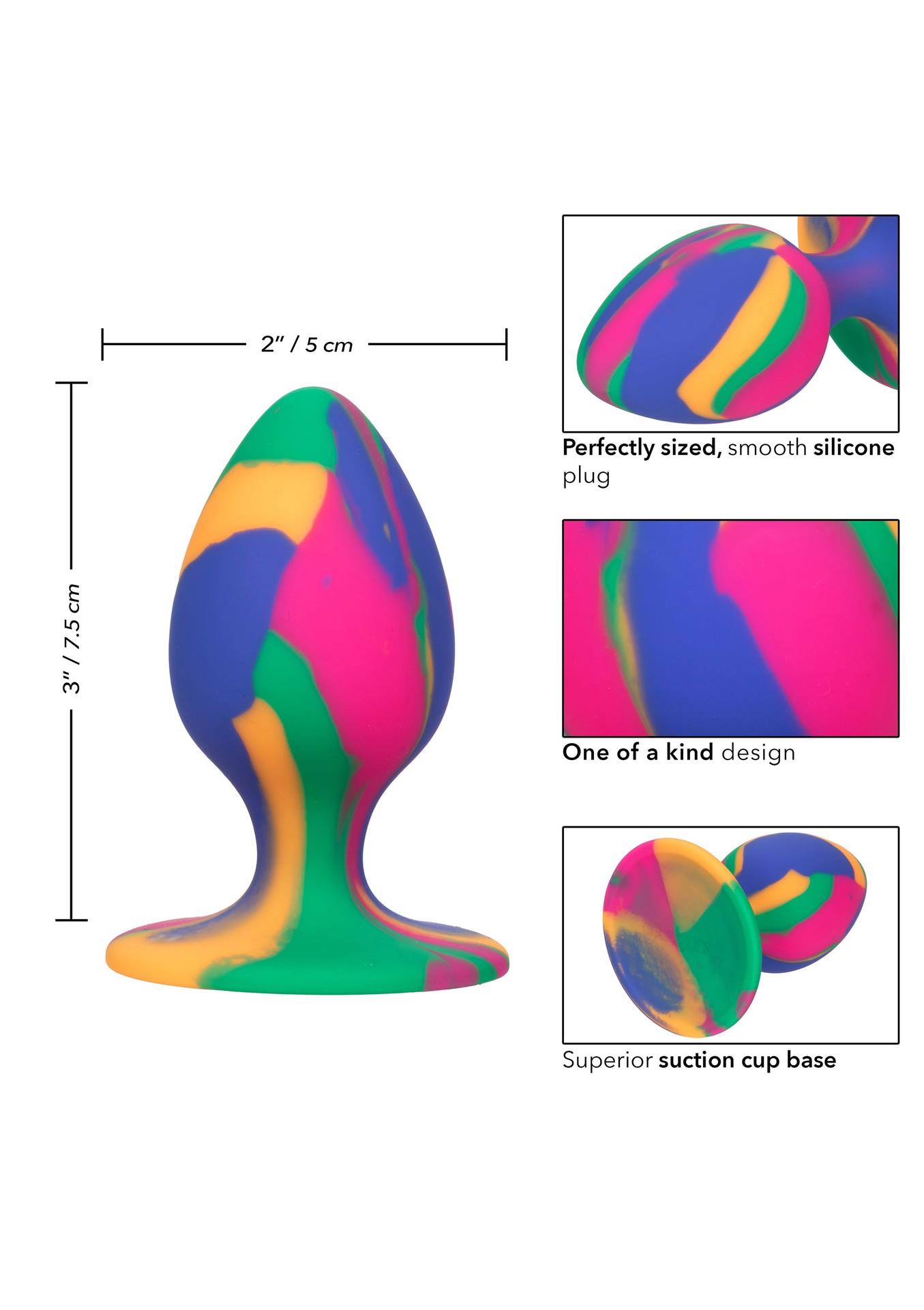 Cheeky Tie-Dye – spalvotas silikoninis analinis kamštis su siurbtuku - Image 3