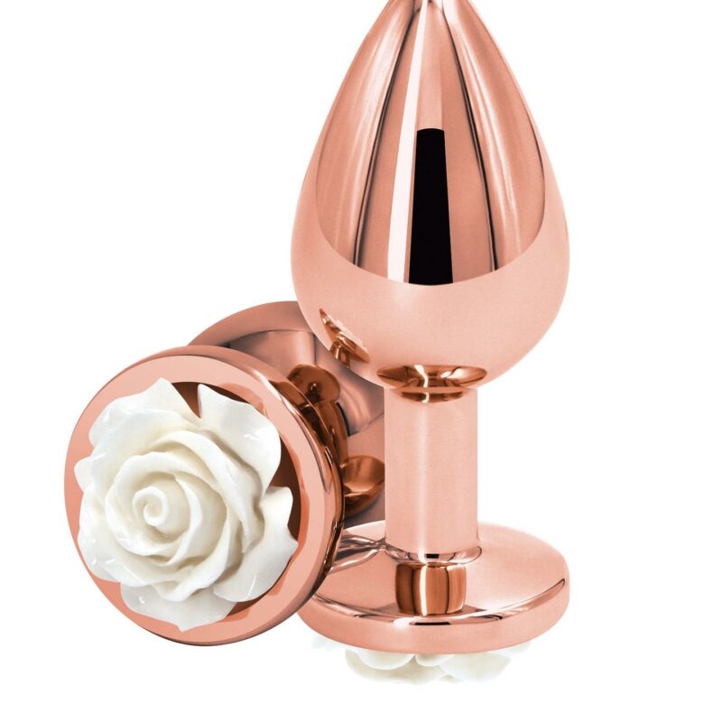 Rose Buttplug Medium – analinis kamštis su balta rože (vidutinis)