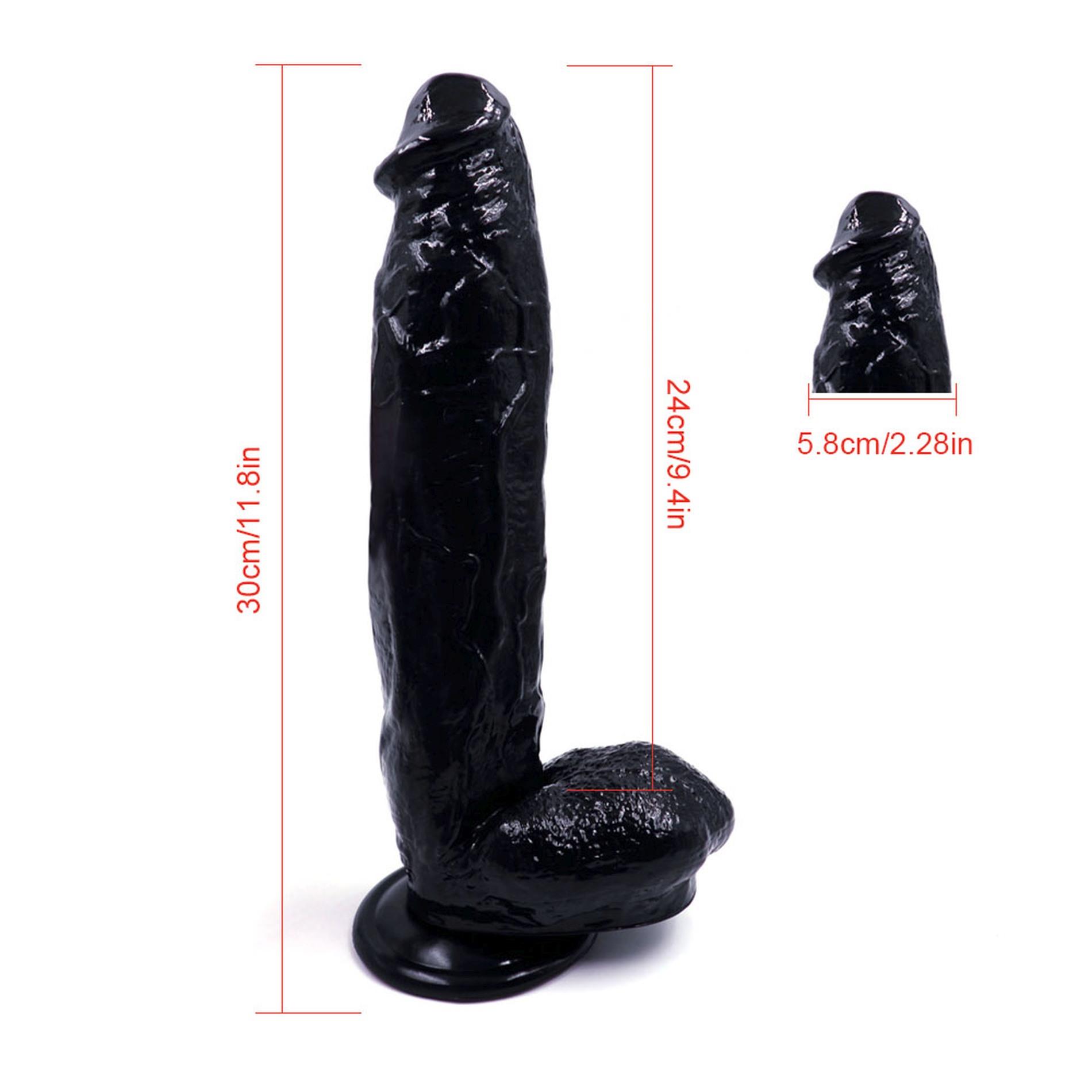 Monster John XL – realistinis dildo su siurbtuku (30 cm, juodas) - Image 5
