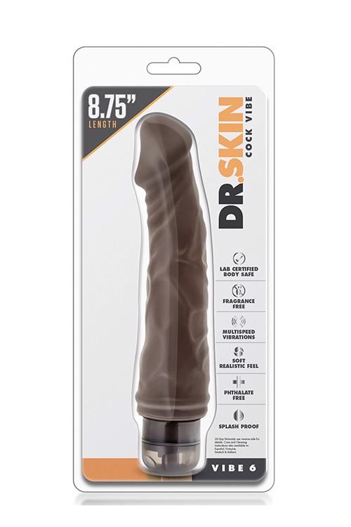 Dr. Skin Vibe 6 – vibruojantis dildo (šokoladas)
