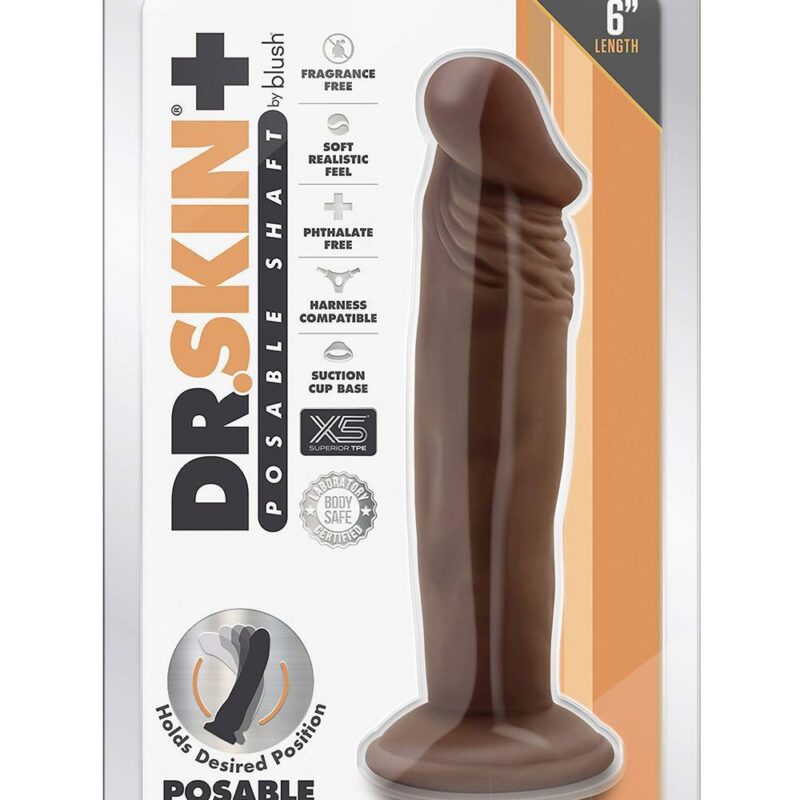Dr. Skin Plus – lankstus realistinis dildo (šokoladinis)