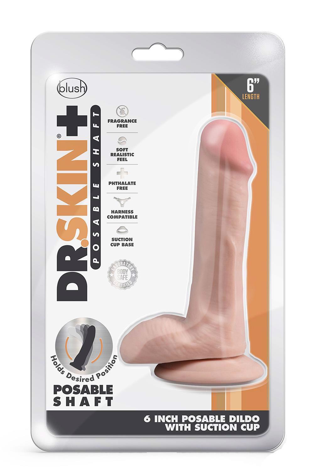 Dr. Skin Plus – lankstus realistinis dildo su sėklidėmis (vanilinis)