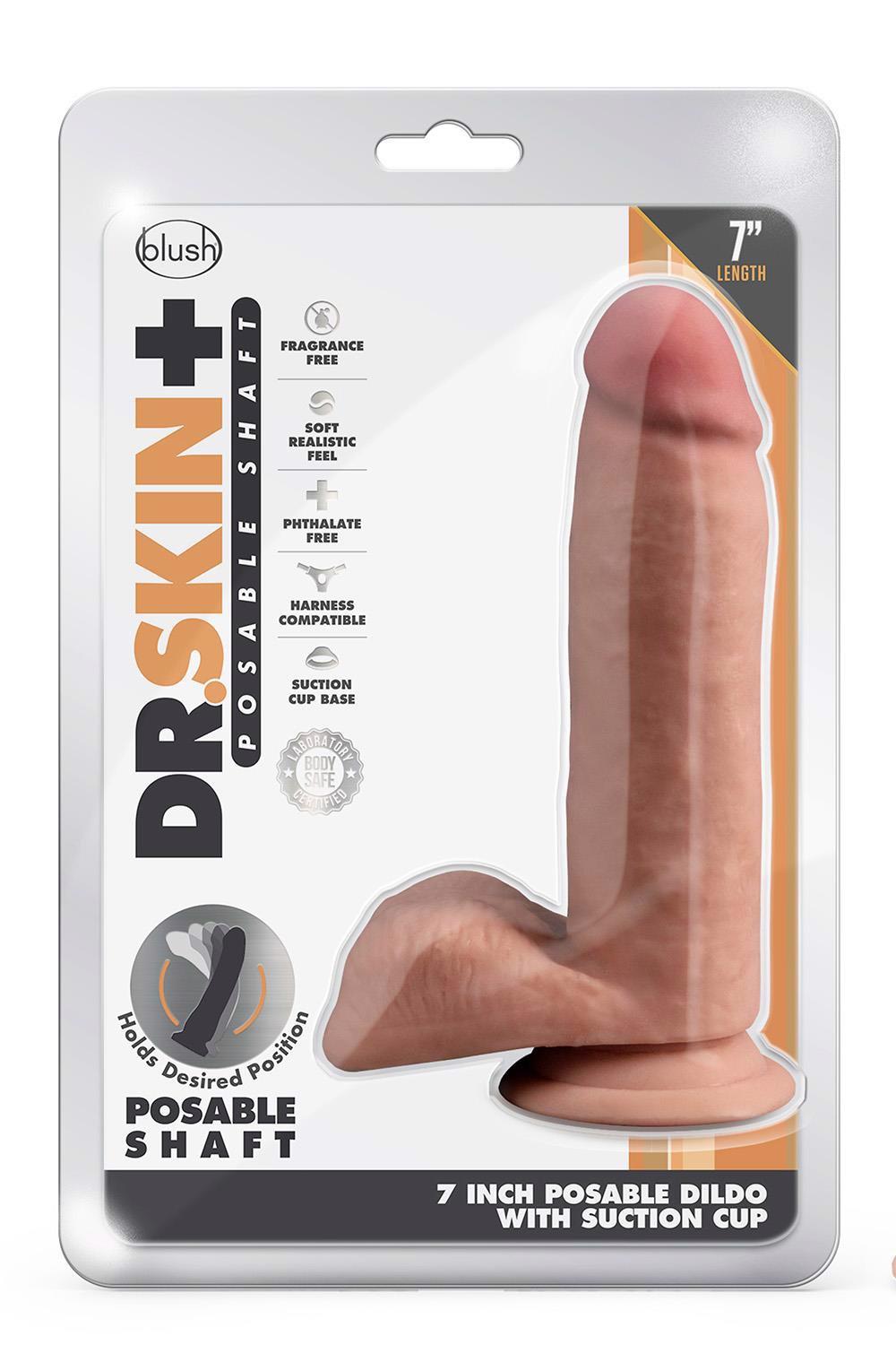 Dr. Skin Plus – lankstus realistinis dildo su sėklidėmis (mocha)