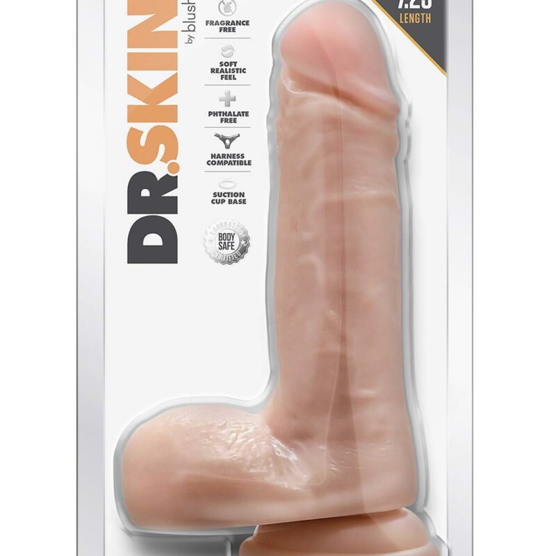 DR. SKIN DR. PAUL 7.25 INCH DILDO WITH BALLS BEIGE