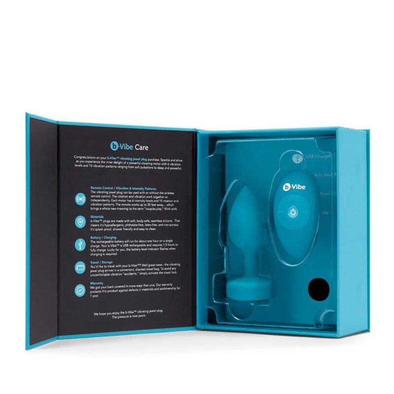 B-Vibe Vibrating Jewel Plug – vibruojantis kamštis su kristalu