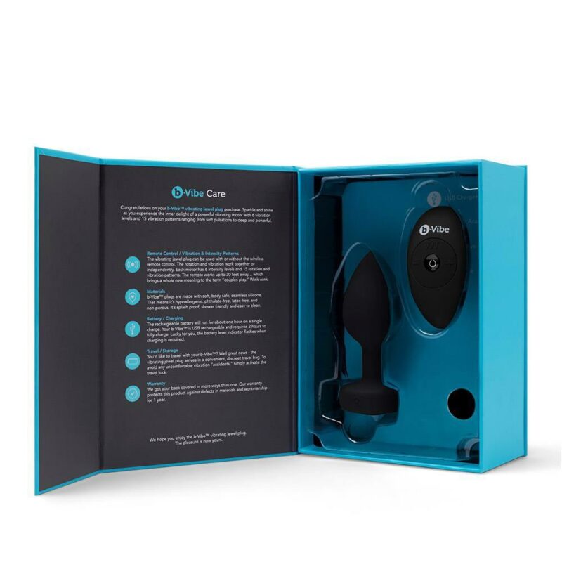 B-Vibe Vibrating Jewel Plug – vibruojantis kamštis su kristalu
