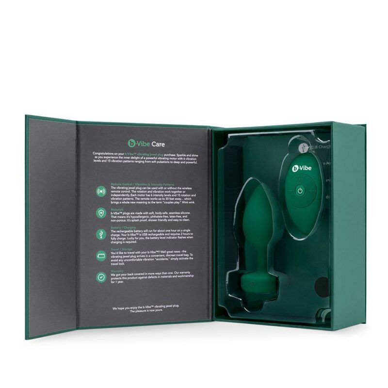 B-Vibe Vibrating Jewel Plug – vibruojantis kamštis su kristalu