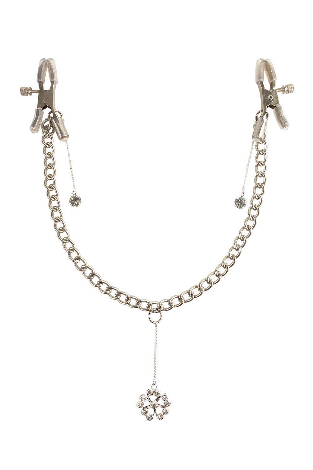 Fetish Fantasy Series Crystal Nipple Clamps Silver