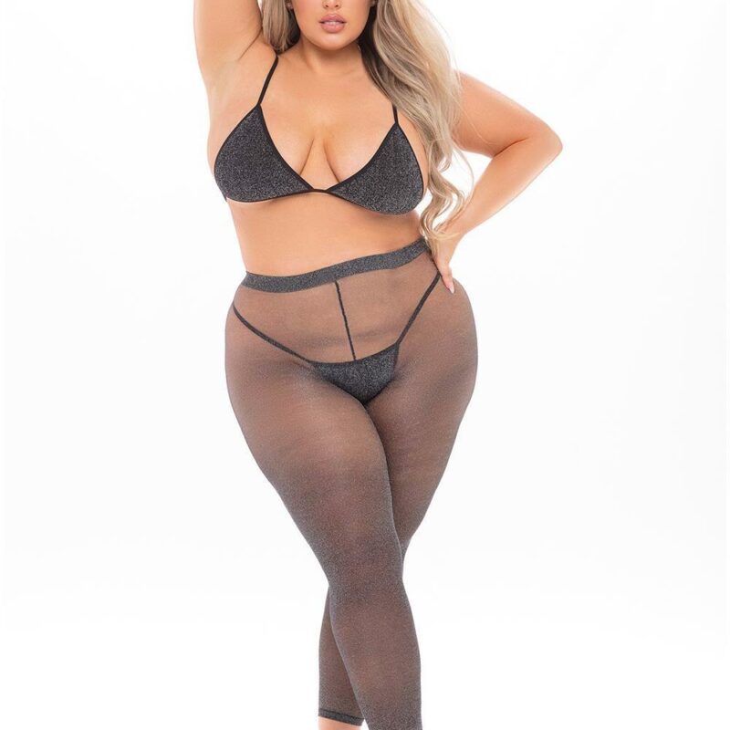 Tall Order 3Pc Legging Set Black – juodas apatinio trikotažo komplektas (plius dydis)