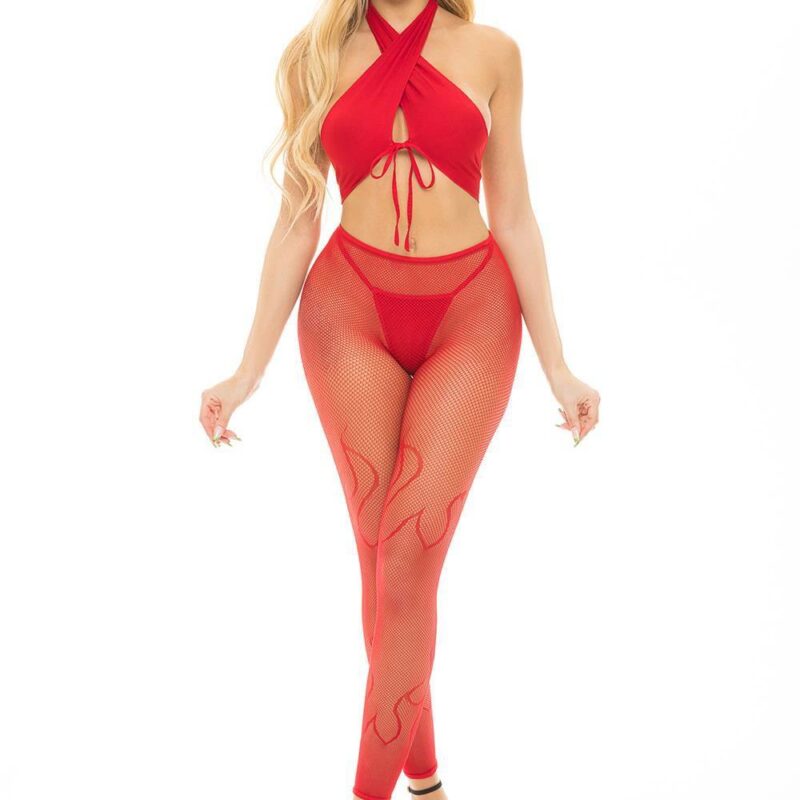 Gives You Hell 3Pc Set Red – raudonas apatinio trikotažo komplektas (vienas dydis)