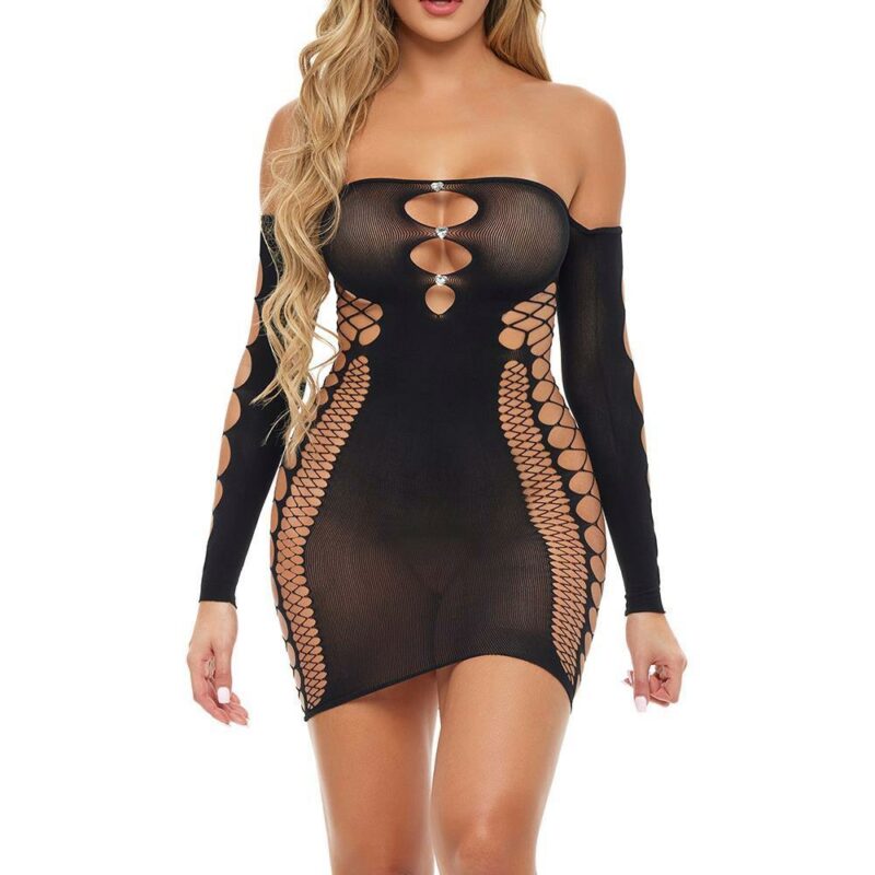 Diamond Drippin Dress Black – juodas erotiška suknelė (vienas dydis)