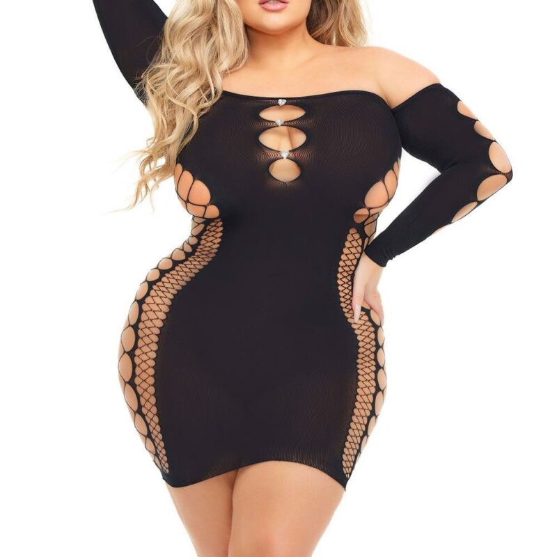 Diamond Drippin Dress Black – juodas erotiška suknelė (plius dydis)