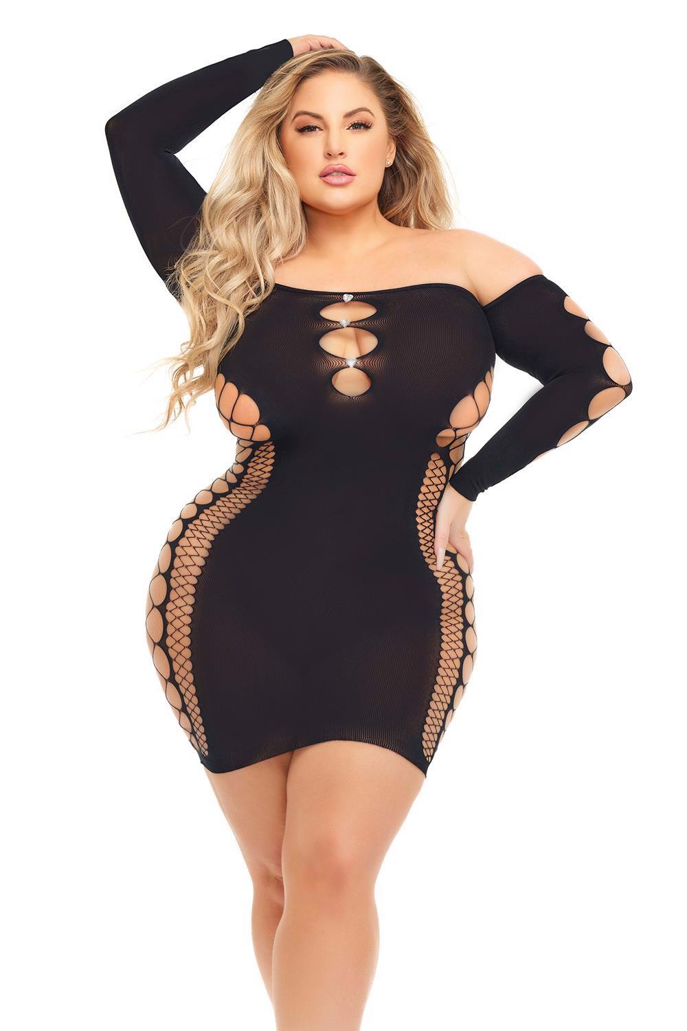 Diamond Drippin Dress Black – juodas erotiška suknelė (plius dydis)