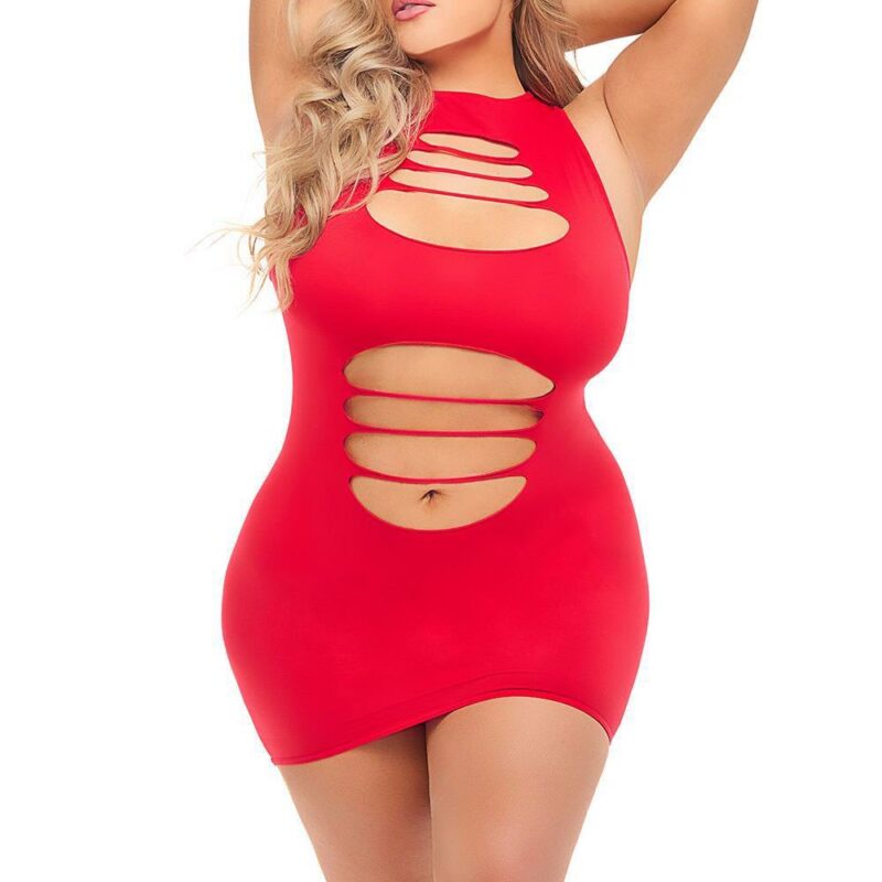 Can'T Commit Dress Red – raudonas erotiška suknelė (plius dydis)