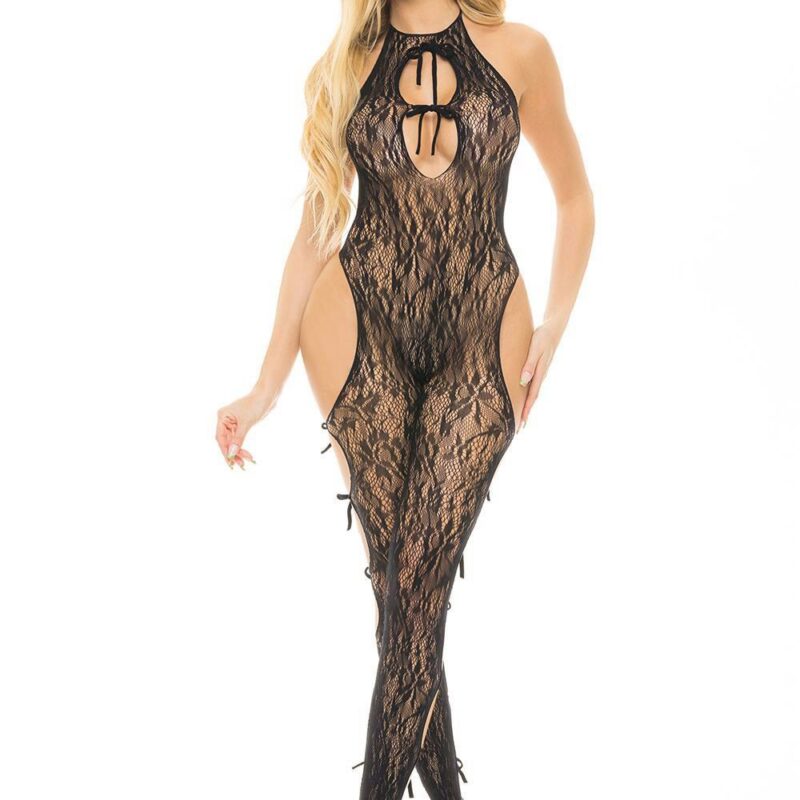 Love Me Harder Bodystocking Black – juodas erotiškas bodistokingas (kūno kojinė) (vienas dydis)