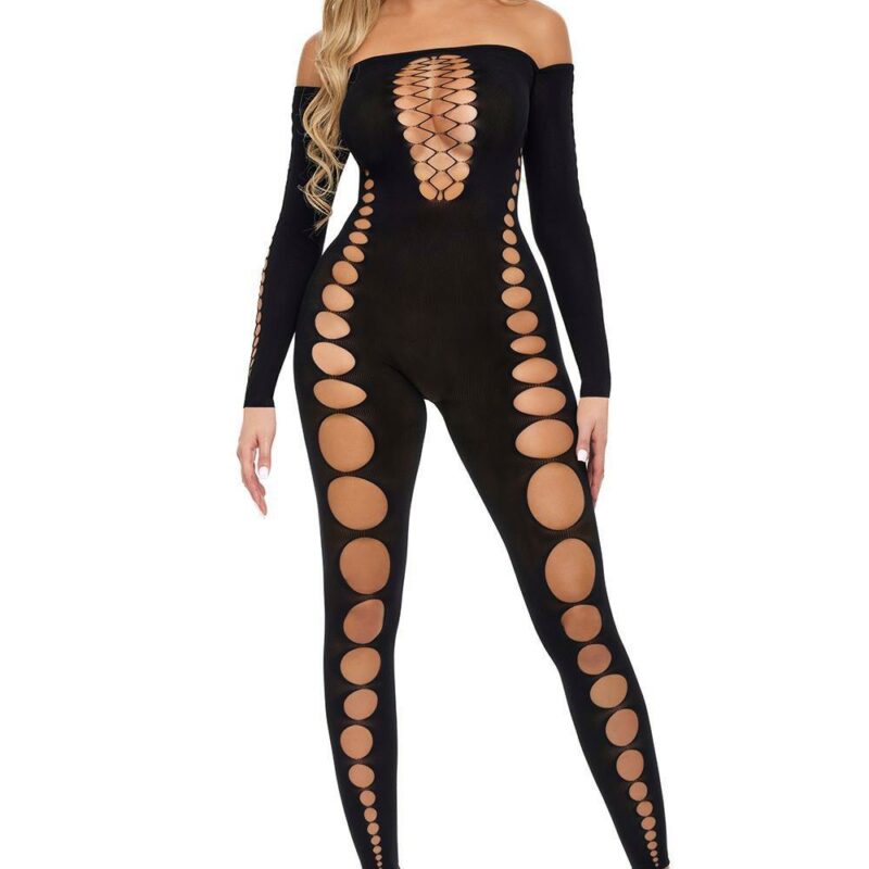 Boujee Gang Bodystocking Black – juodas erotiškas bodistokingas (kūno kojinė) (vienas dydis)