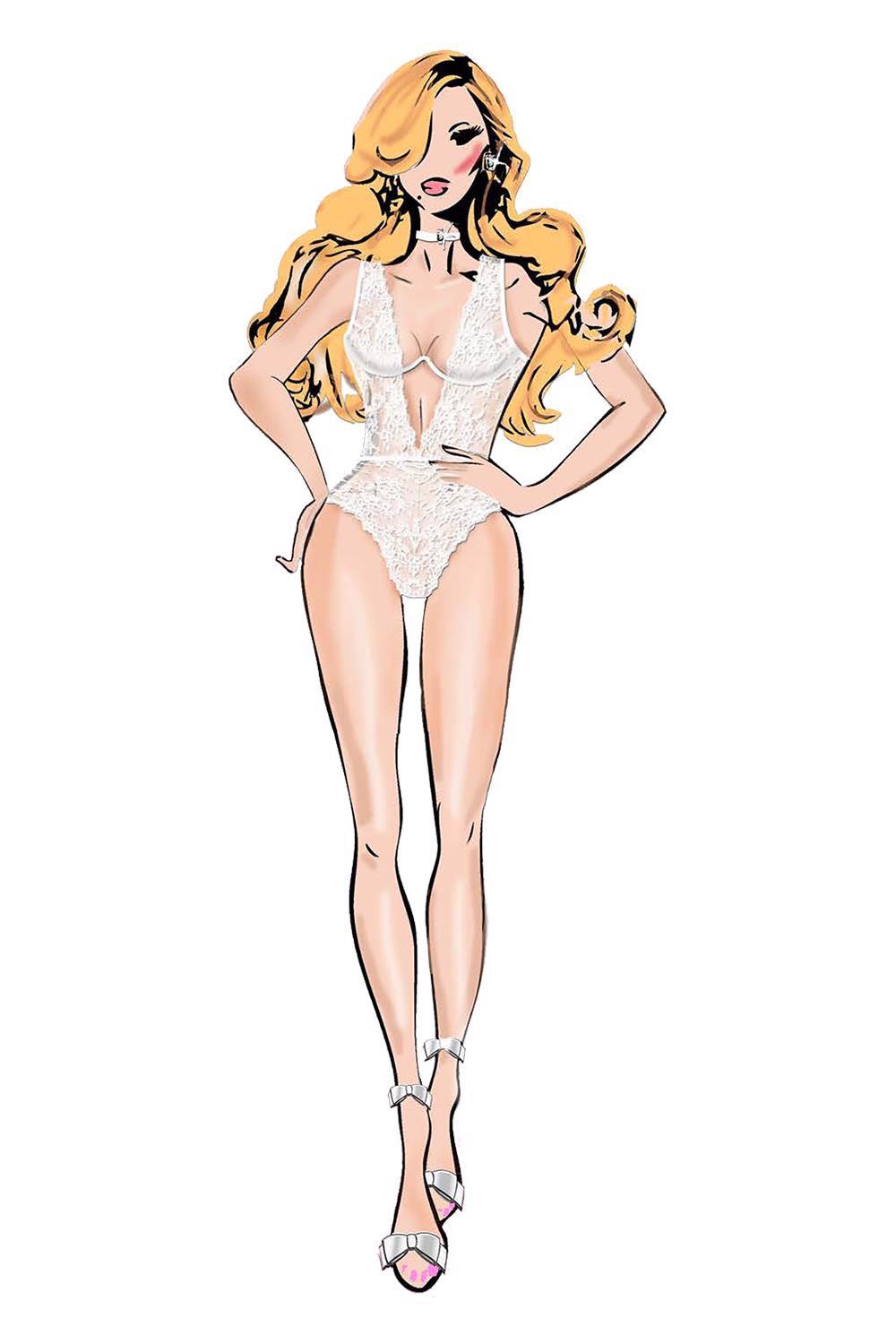 Bombshell Boudoir Exposed Wire Teddy White – baltas teddy tipo glaustinukas (L) - Image 2