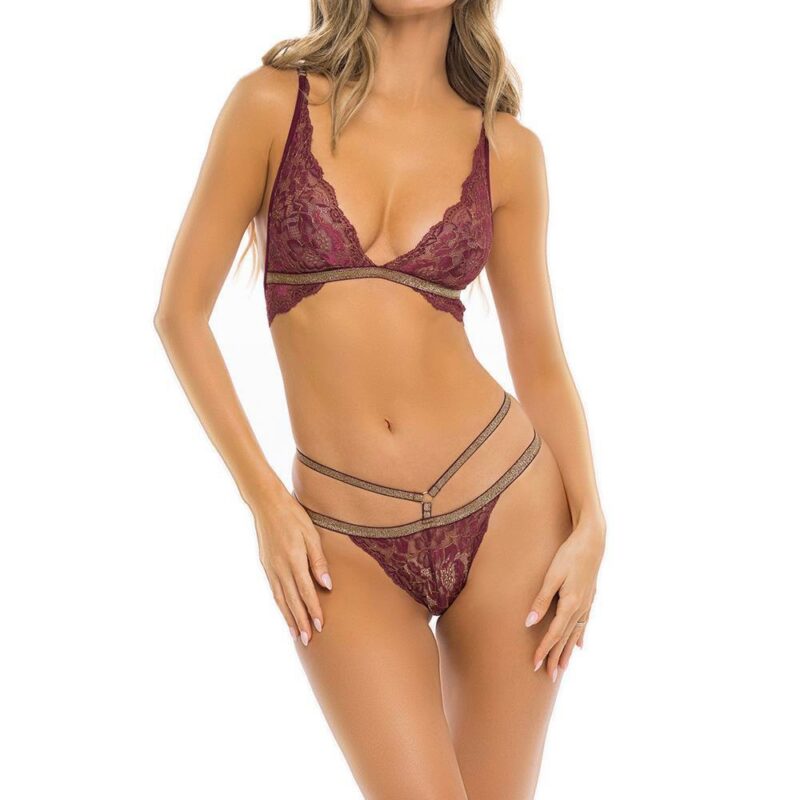 Lurex Dreams 2Pc Set Burgundy – bordo apatinio trikotažo komplektas (M/L dydis)