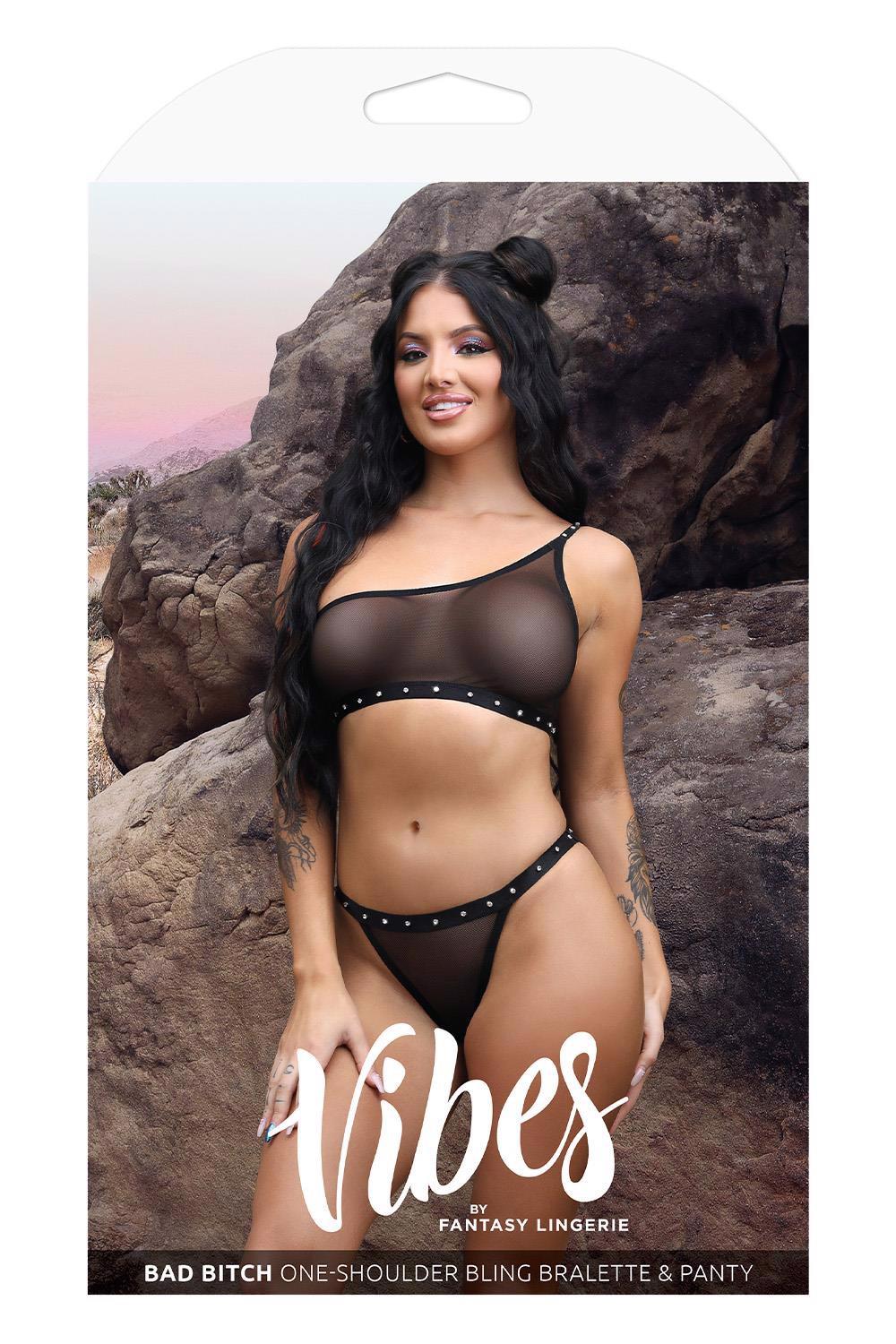 Bad Bitch Bling Bralette & Bikini Panty – apatinio trikotažo komplektas (S/M dydis)