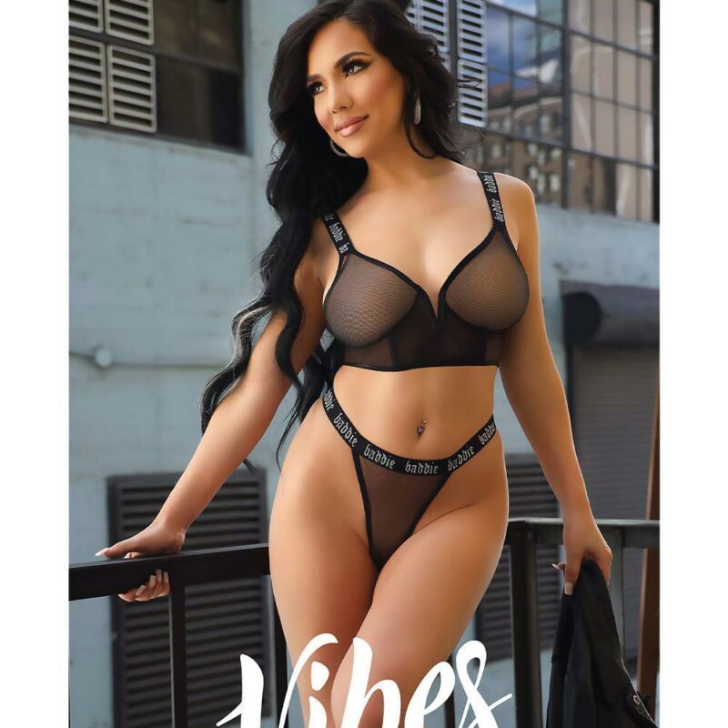 Baddie Longline Mesh Bralette & Panty – apatinio trikotažo komplektas (L/XL dydis)