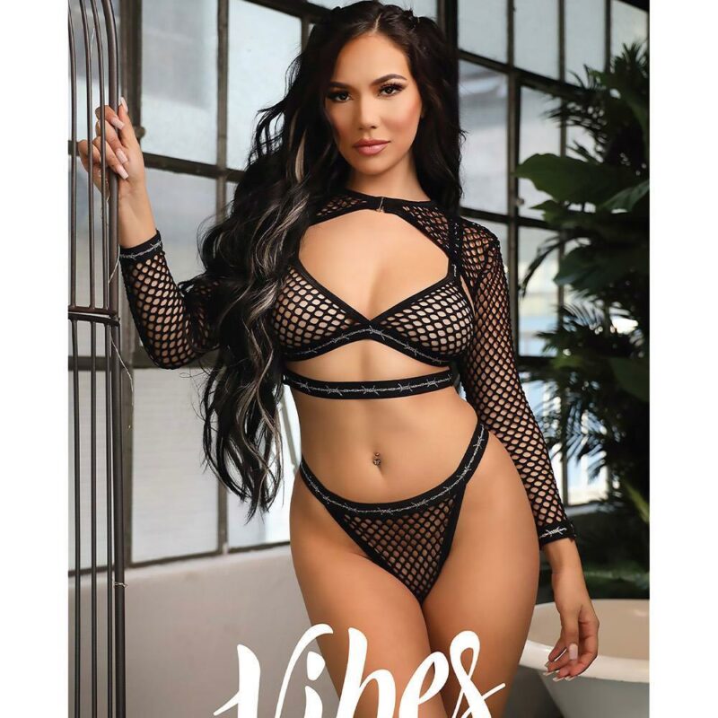 Barbed Wire Fishnet Bralette – erotiškas komplektas (L/XL dydis)