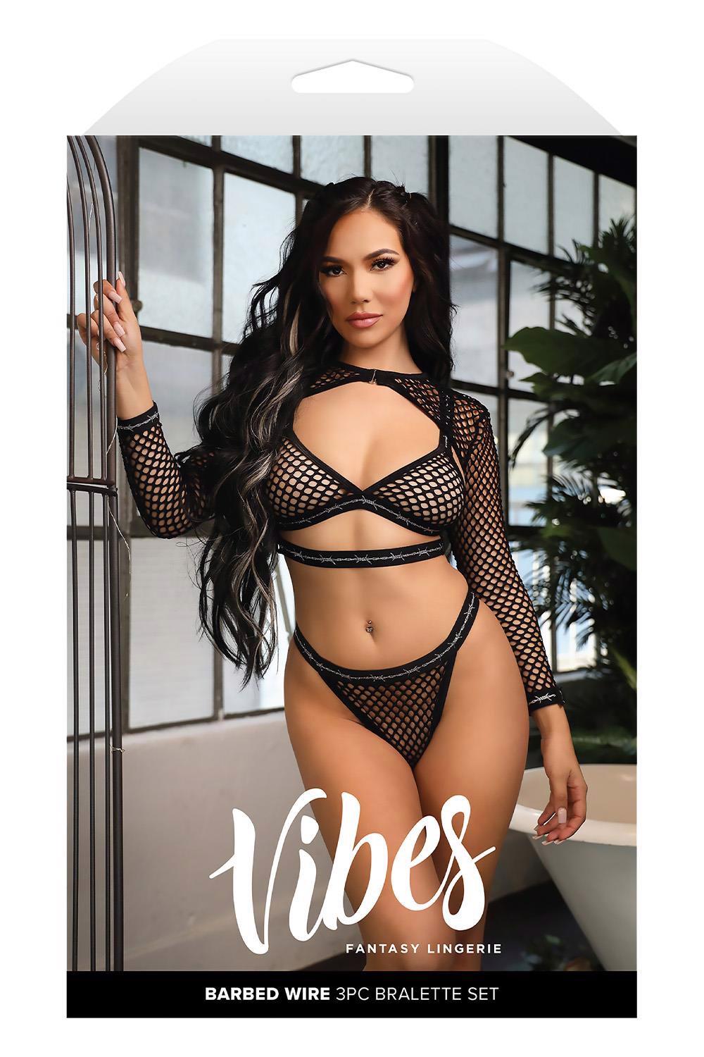 Barbed Wire Fishnet Bralette – erotiškas komplektas (M/L dydis)