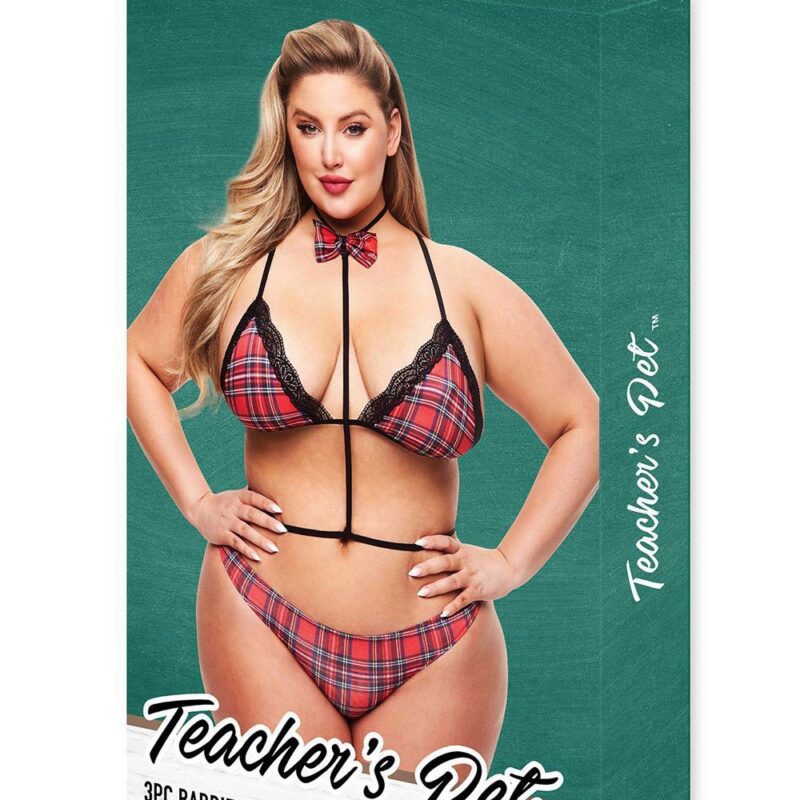 Teachers Pet 3Pc Baddie Schoolgirl Set – erotiškas komplektas (plius dydis)