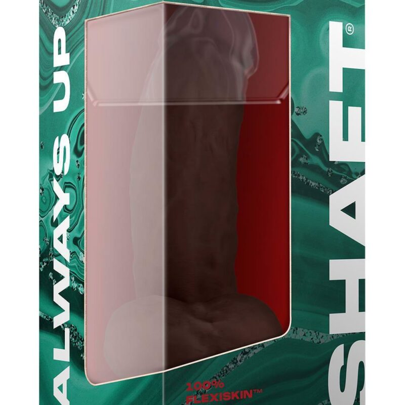 Shaft Model N – realistinis silikoninis dildo su sėklidėmis (7.5 colių, mahogany)