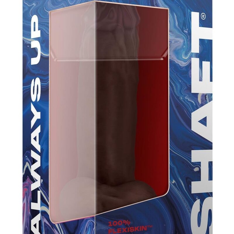 Shaft Model C – realistinis silikoninis dildo su sėklidėmis (7.5 colių, mahogany)