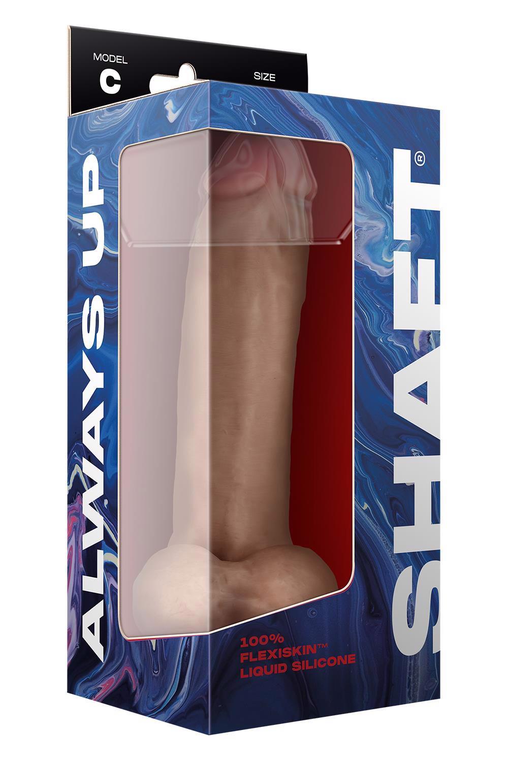 Shaft Model C – realistinis silikoninis dildo su sėklidėmis (9.5 colių, pušies)